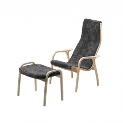 LAMINO Fåtölj + pall, bok/charcoal